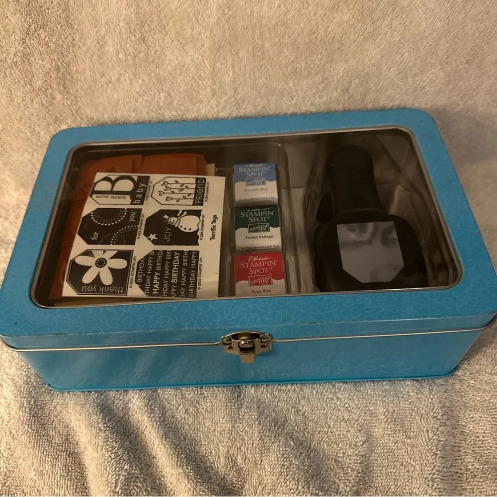 Stampin' Up! Box Terrific Tags 6 Rubber Stamps, Gift Tag Punch, 3 Inks - used - Picture 1 of 4